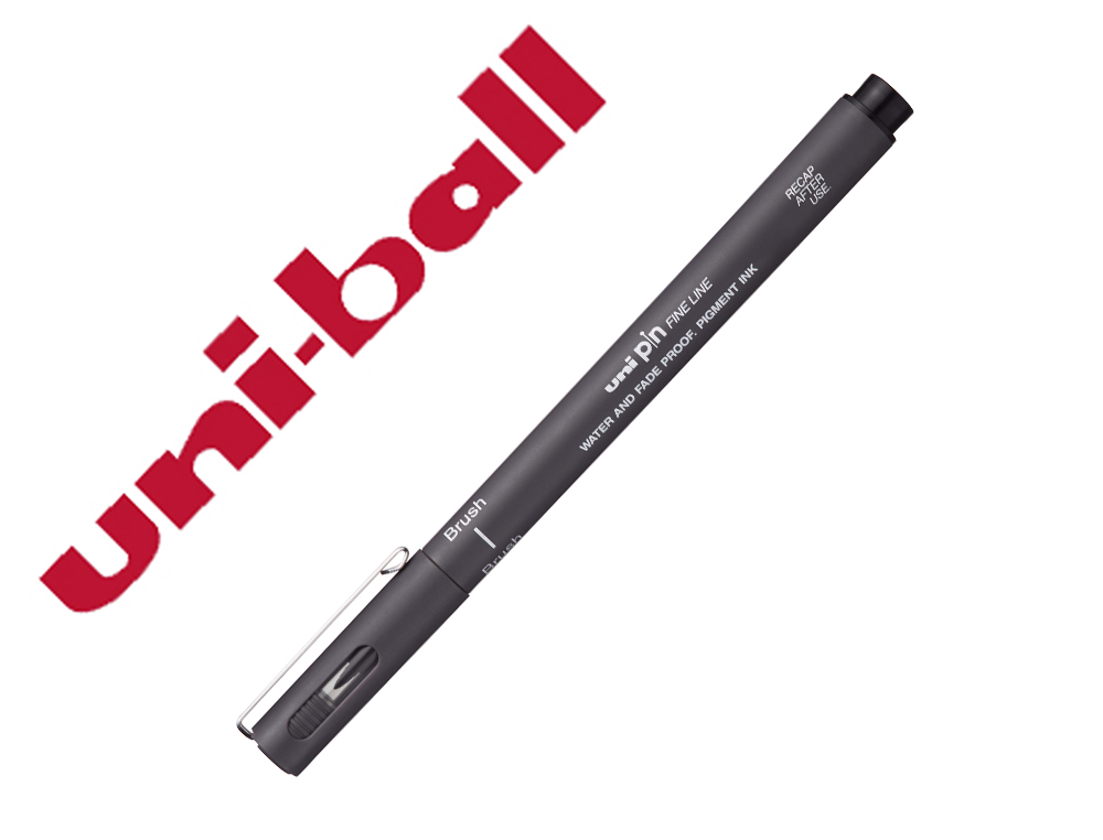 ROTULADOR UNIBALL PIN BR-200 PUNTA DE PINCEL FINO GRIS OSCURO