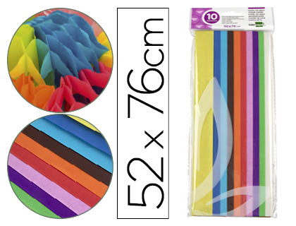 Papel celofan liderpapel 50x70 cm 22g/m2 bolsa de 10 hojas colores (75030)