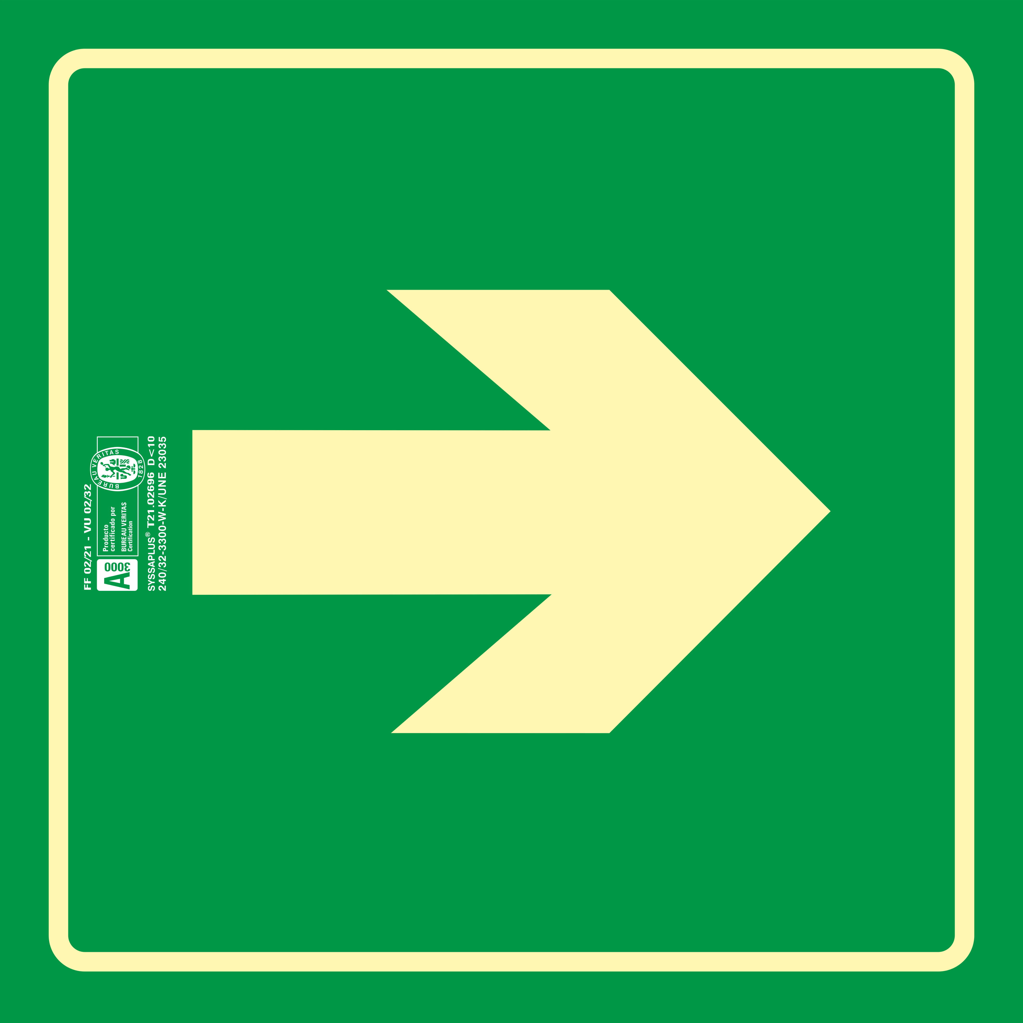 PICTOGRAMA SYSSA SEAL DE VIA DE EVACUACION EN PVC FOTOLUMINISCENTE 224X224 MM