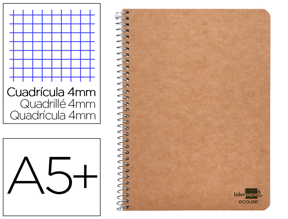 Ofipapel Center S L Cuaderno Espiral Liderpapel Cuarto Ecouse Tapa Cartulina Kraft H Papel