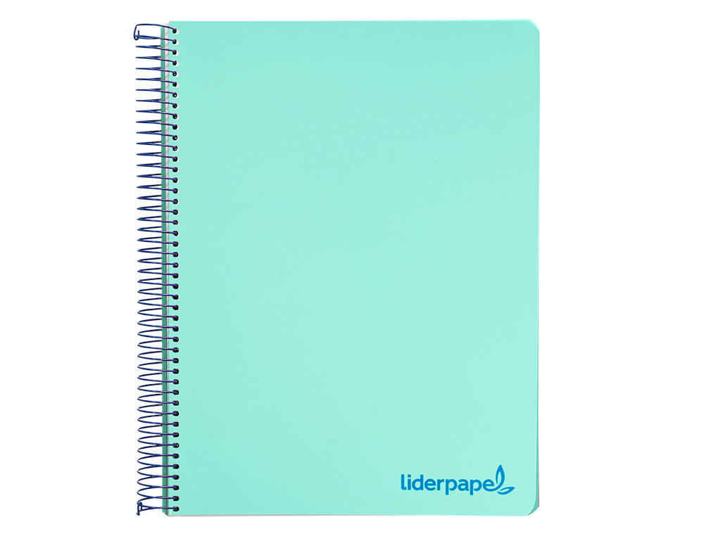 CUADERNO ESPIRAL LIDERPAPEL A4 MICRO WONDER TAPA PLASTICO 120H 90 GR CUADRO 5MM 5 BANDA 4 TALADRO COLOR VERDE TURQUESA