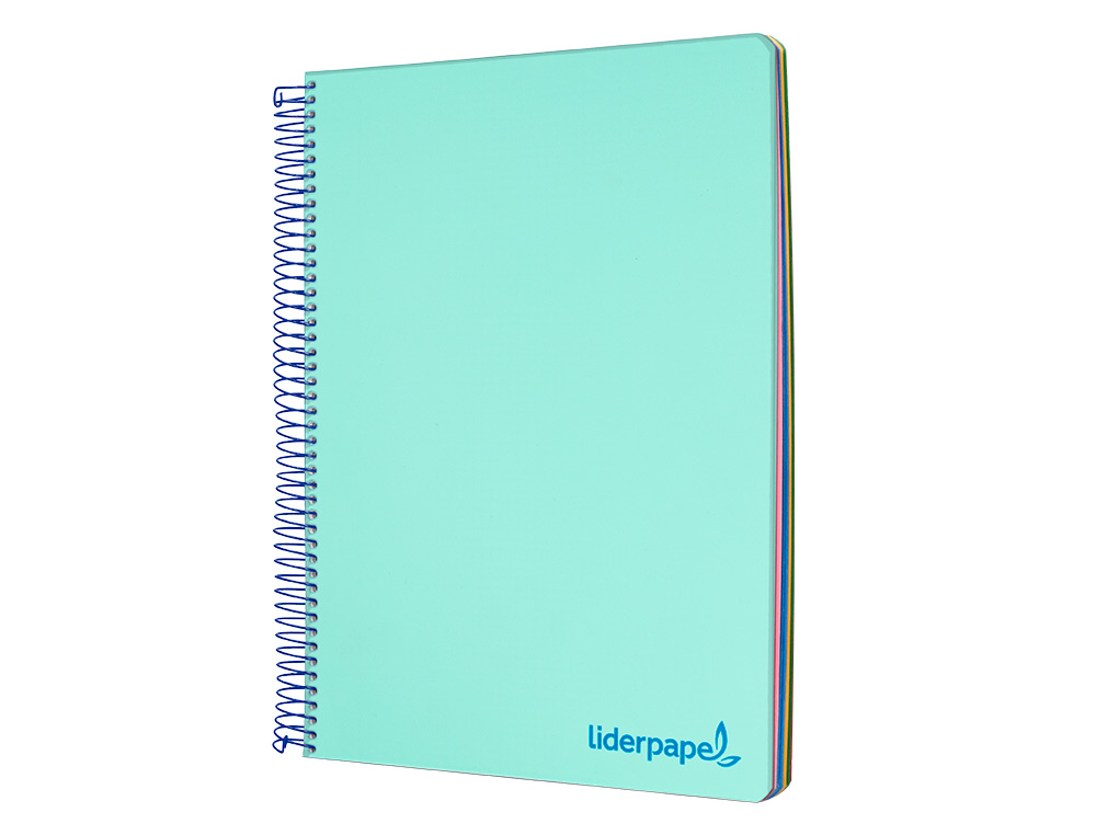 CUADERNO ESPIRAL LIDERPAPEL A4 MICRO WONDER TAPA PLASTICO 120H 90 GR CUADRO 5MM 5 BANDA 4 TALADRO COLOR VERDE TURQUESA