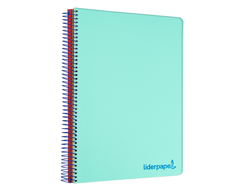 CUADERNO ESPIRAL LIDERPAPEL A4 MICRO WONDER TAPA PLASTICO 120H 90 GR CUADRO 5MM 5 BANDA 4 TALADRO COLOR VERDE TURQUESA